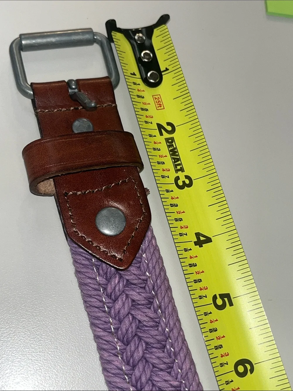 Eddie Bauer Lavender Braided Belt with Brown Leather Trim Size L / XL